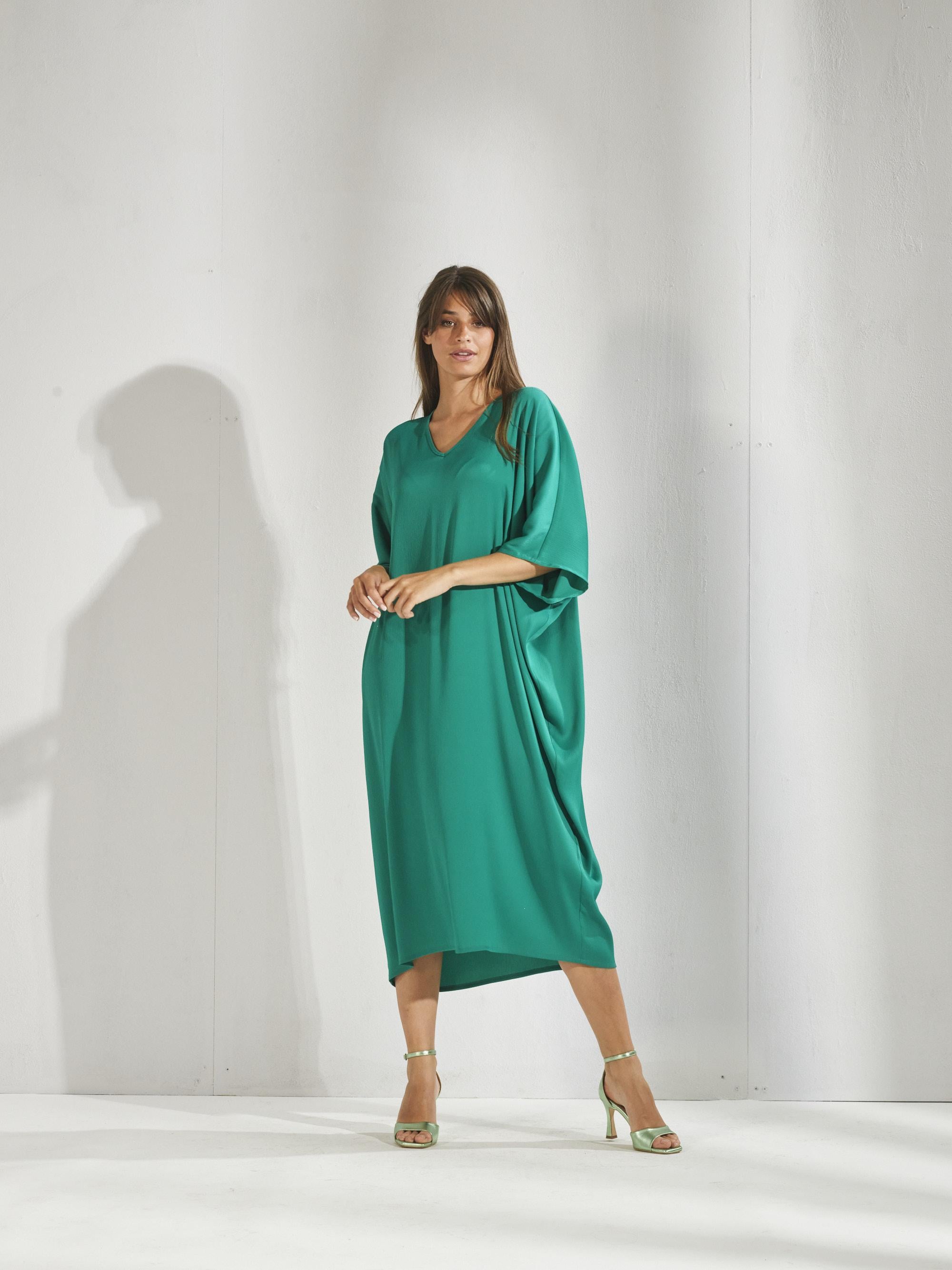 Losse jurk met vlindermouwen - Groen