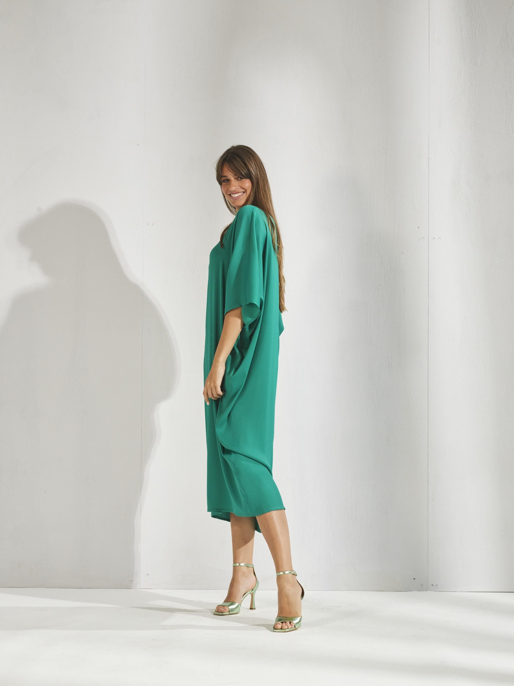 Losse jurk met vlindermouwen - Groen