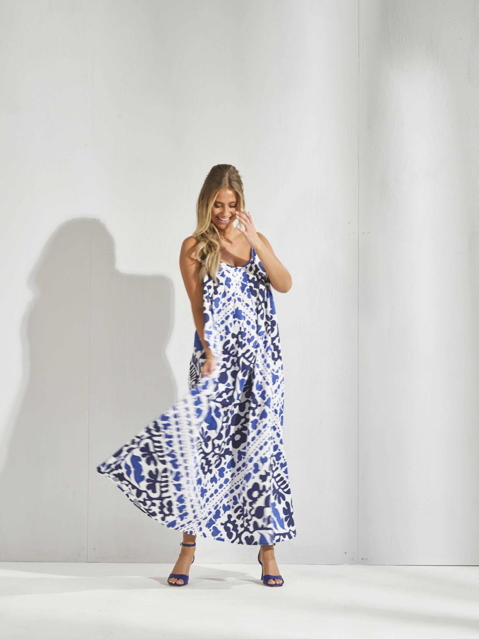 Bain soleil met print - Santorini blue
