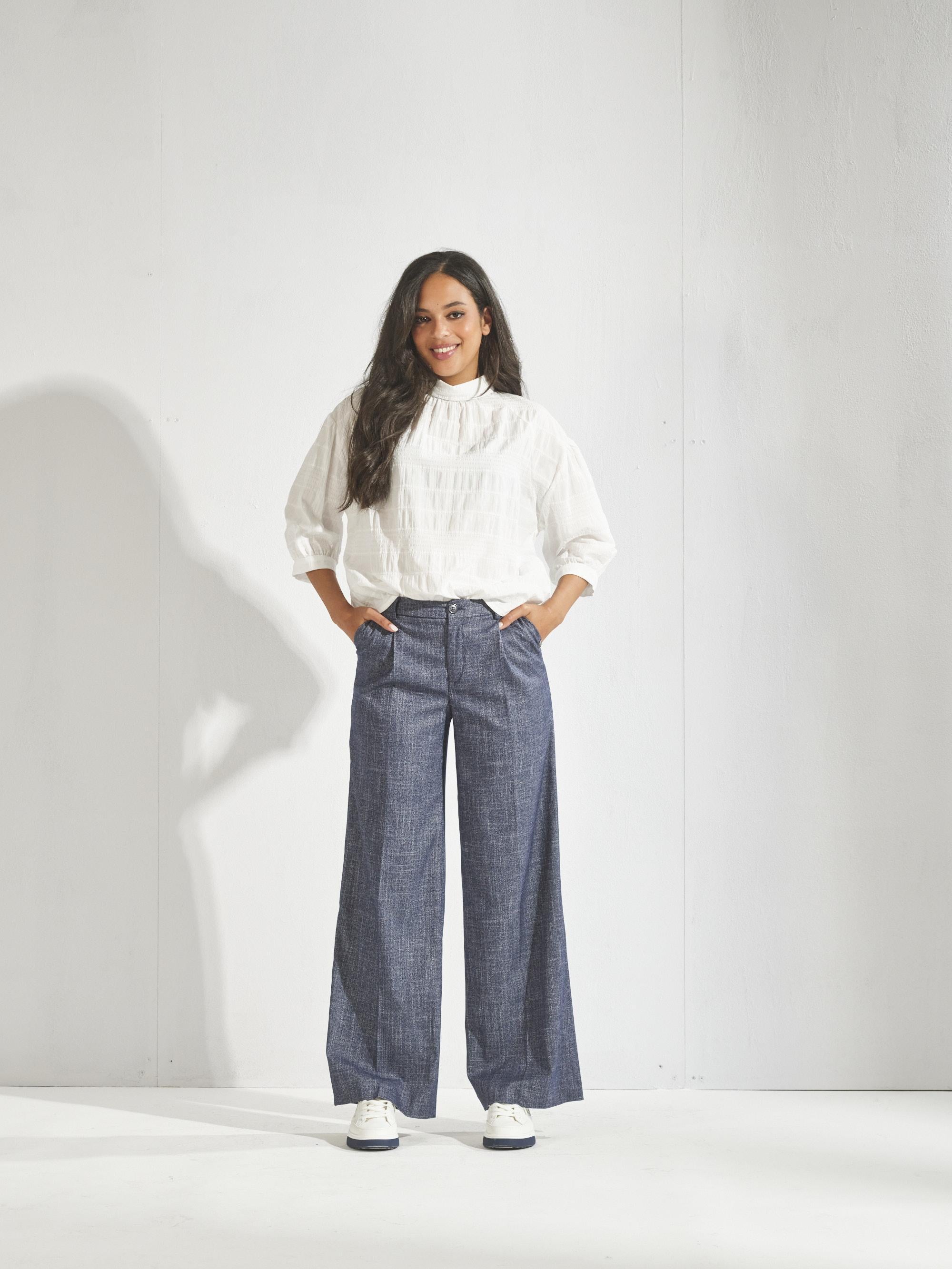 Blouse met opstaande kraag - Wit