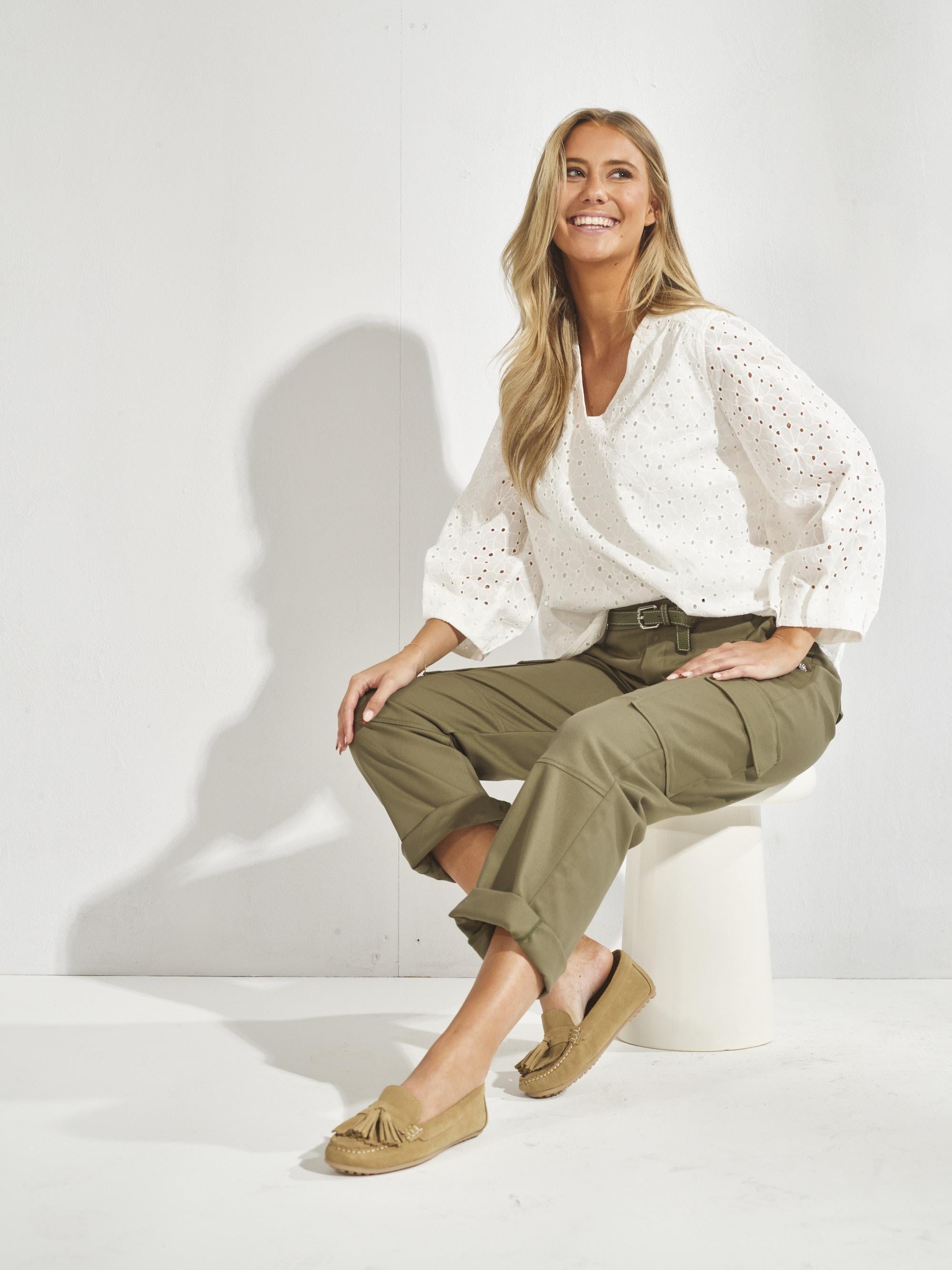 Blouse in broderie - Wit