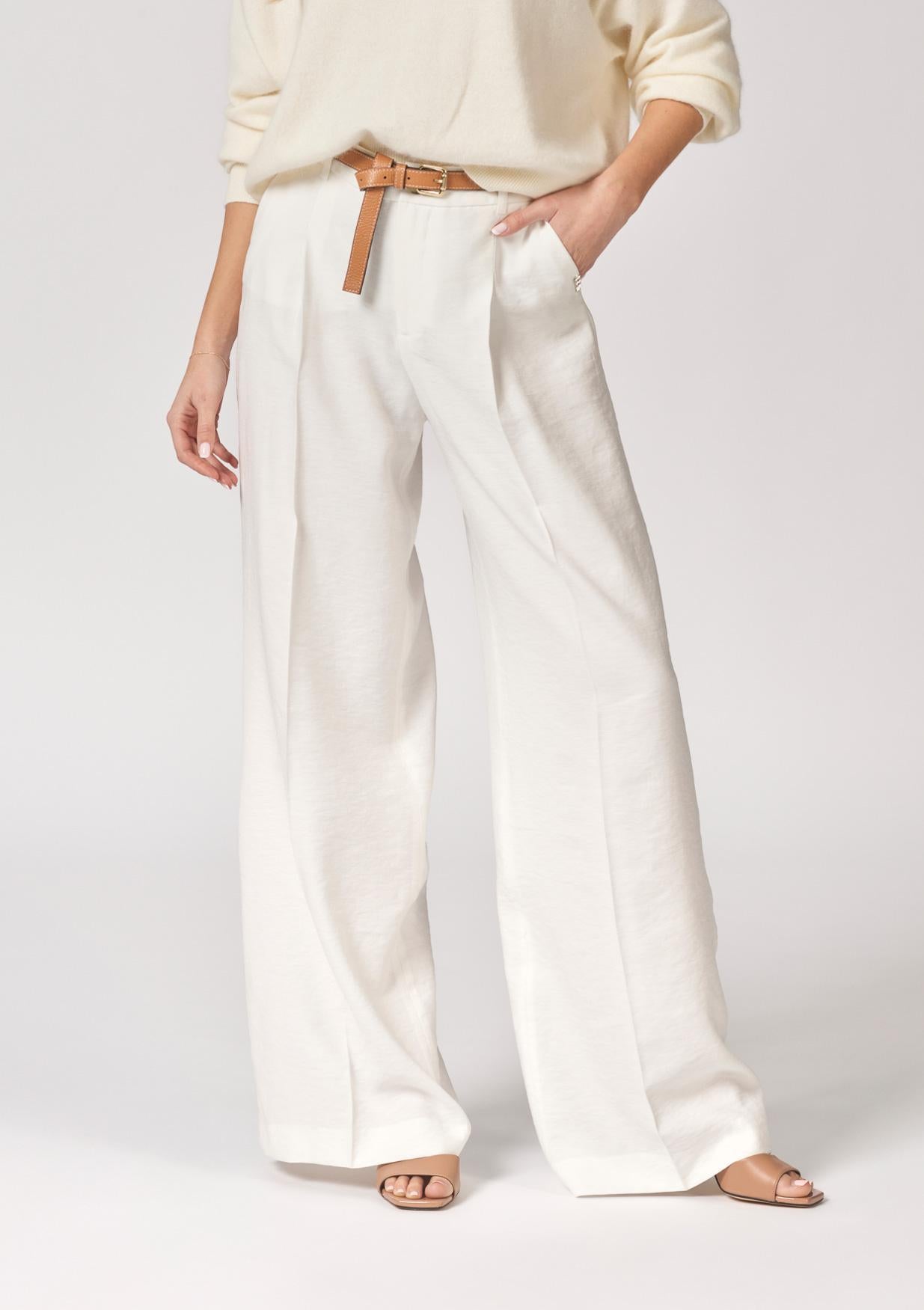 Broek met bandplooi - Wit