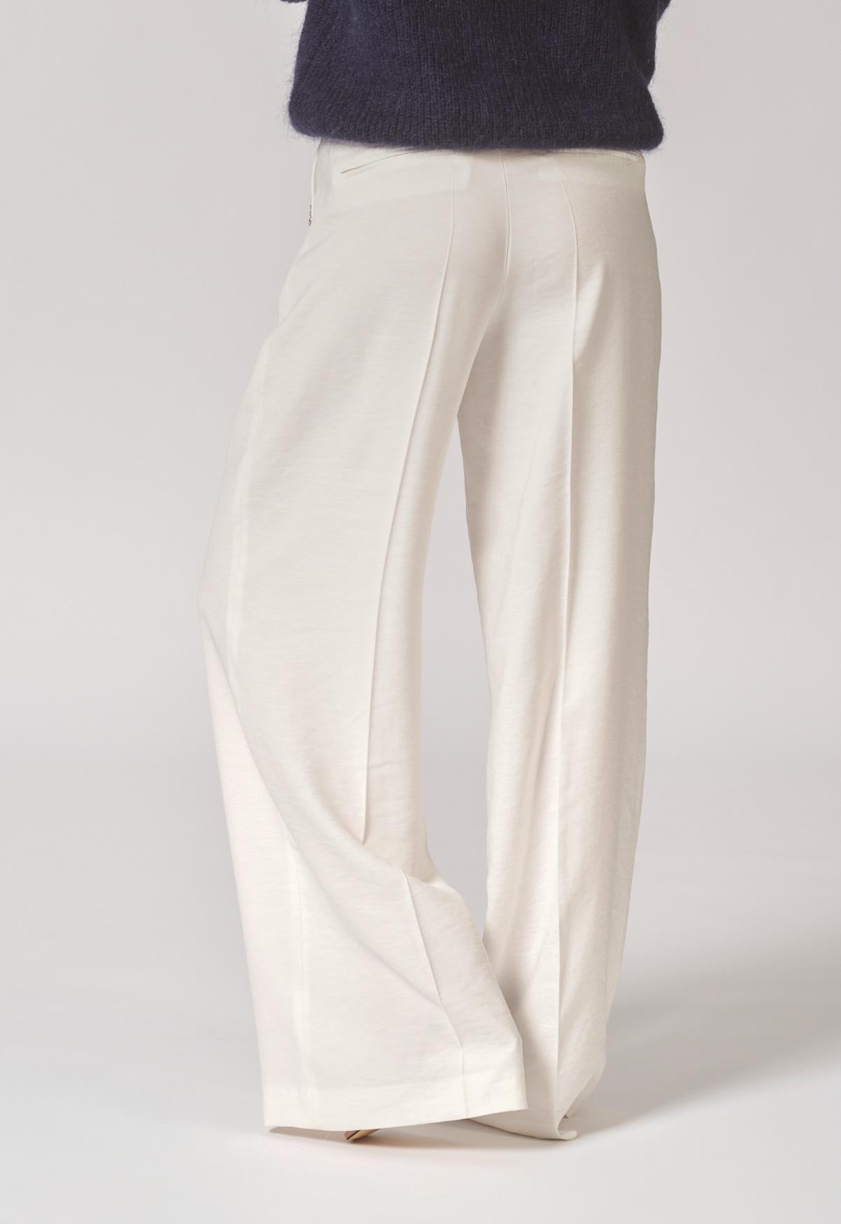 Broek met bandplooi - Wit