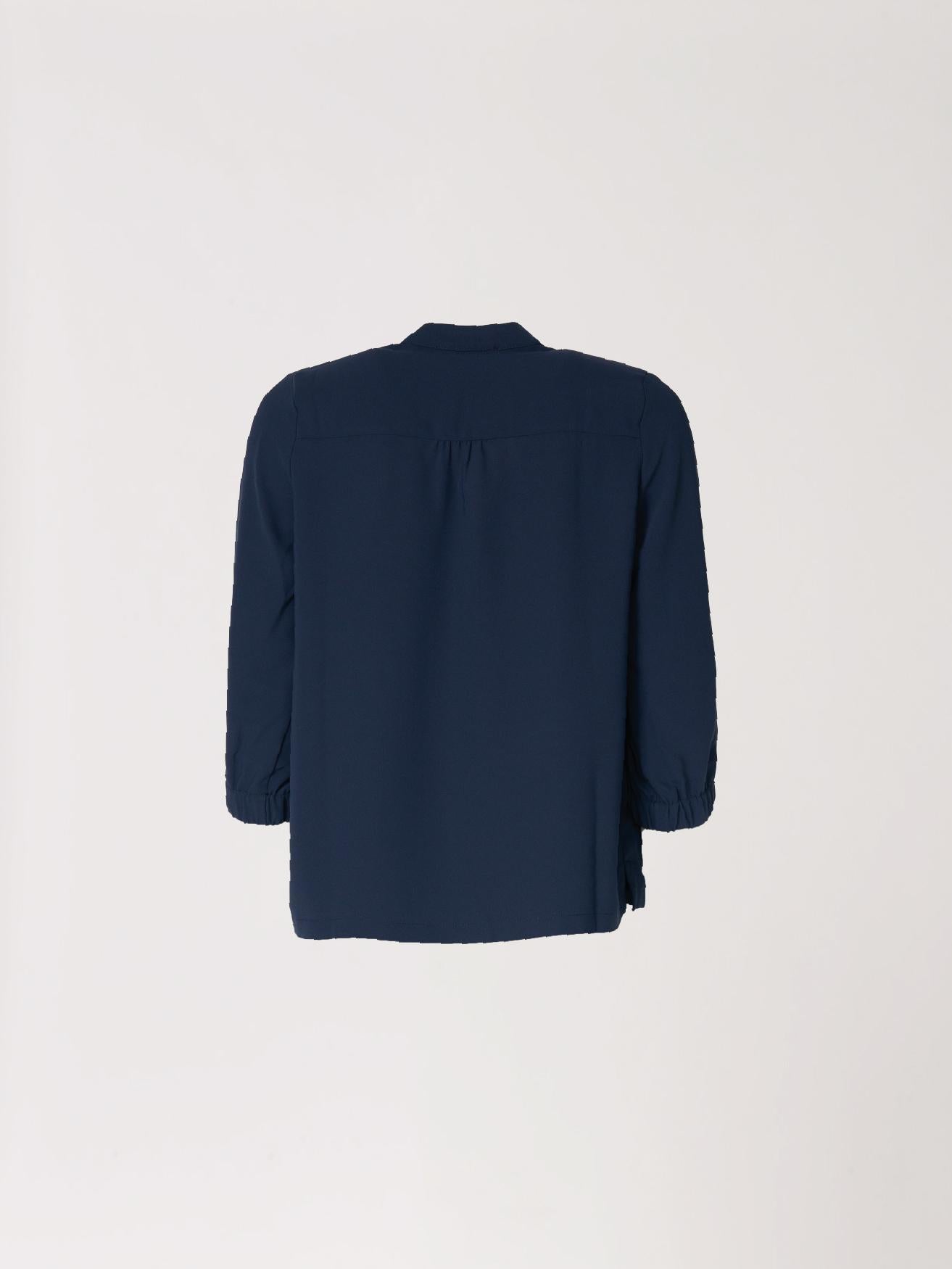 Klassieke bloes met subtiele fronsjes - Navy