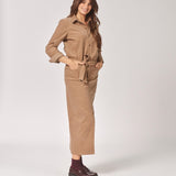 Jurk in ribfluweel - Camel