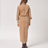 Jurk in ribfluweel - Camel