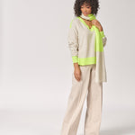 Stretch broek met wijde pijpen - Beige