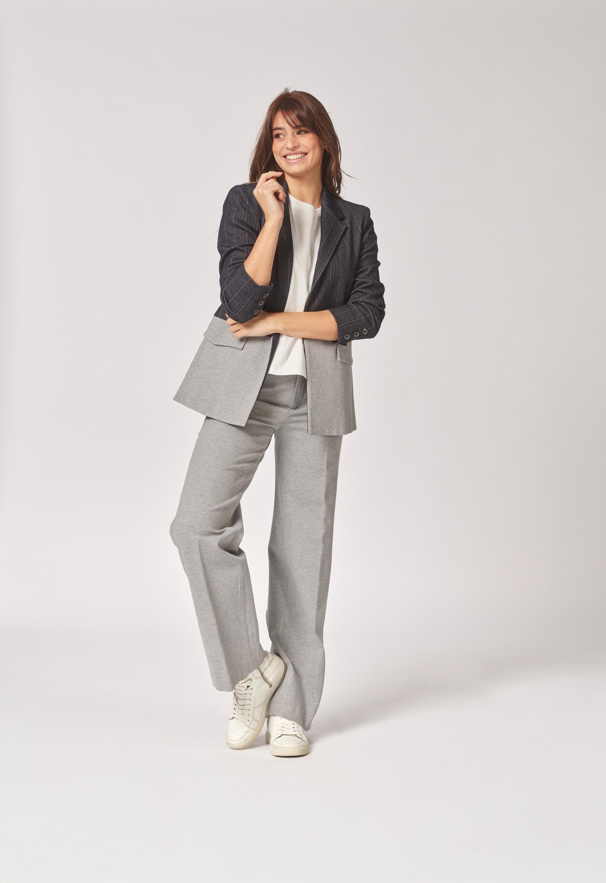 Stretch broek met wijde pijpen - Light Grey