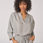 Glitter blouse met v-hals - Grey Sparkle