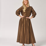 Lange rok met plooien - Olive