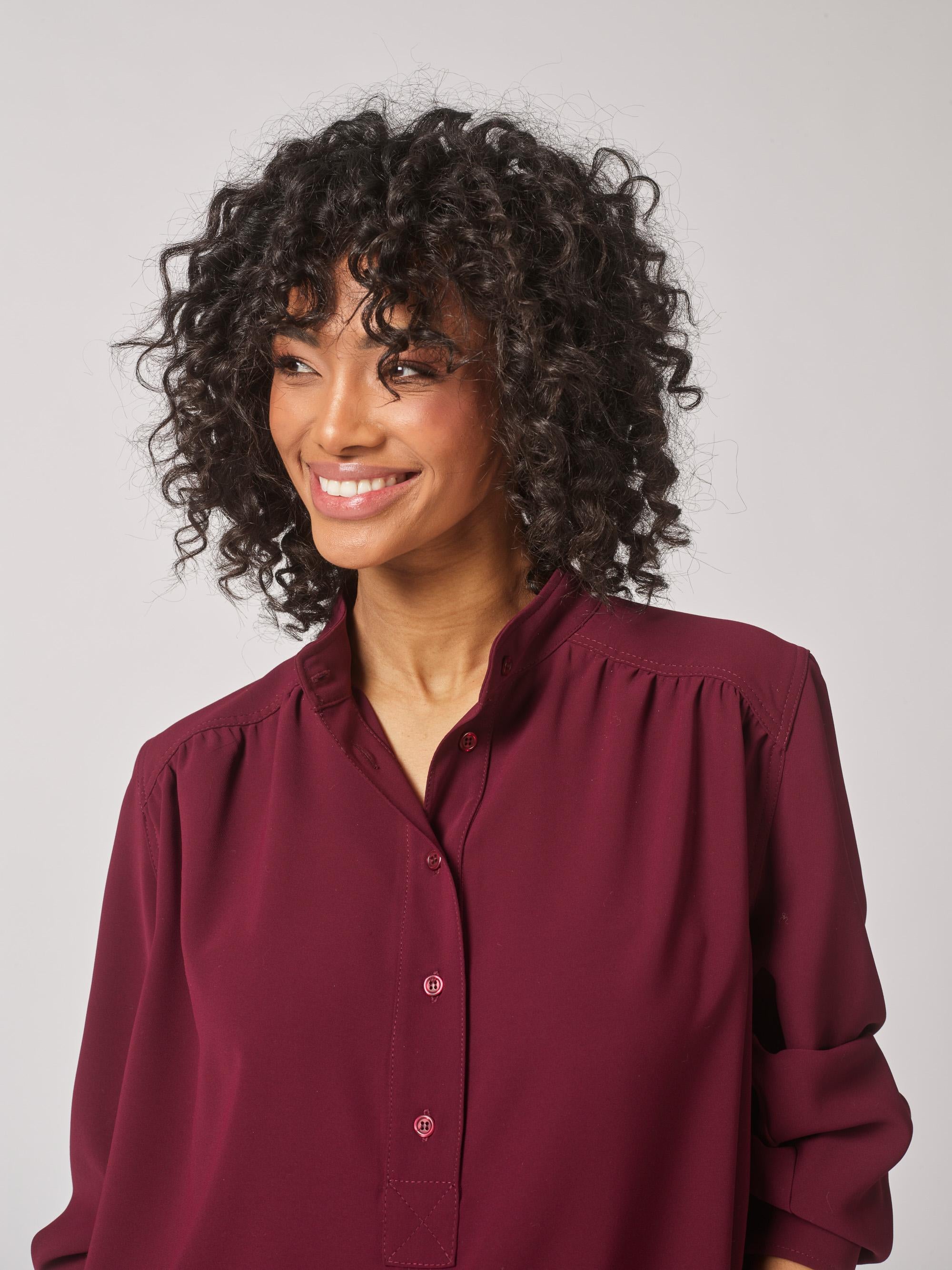 Soepelvallende blouse met rekker - Burgundy