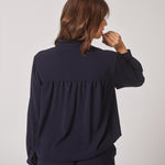 Soepelvallende blouse met rekker - Navy