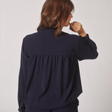 Soepelvallende blouse met rekker - Navy