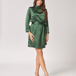 Korte jurk met opstaande kraag - Bottlegreen