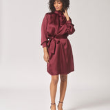 Korte jurk met opstaande kraag - Burgundy