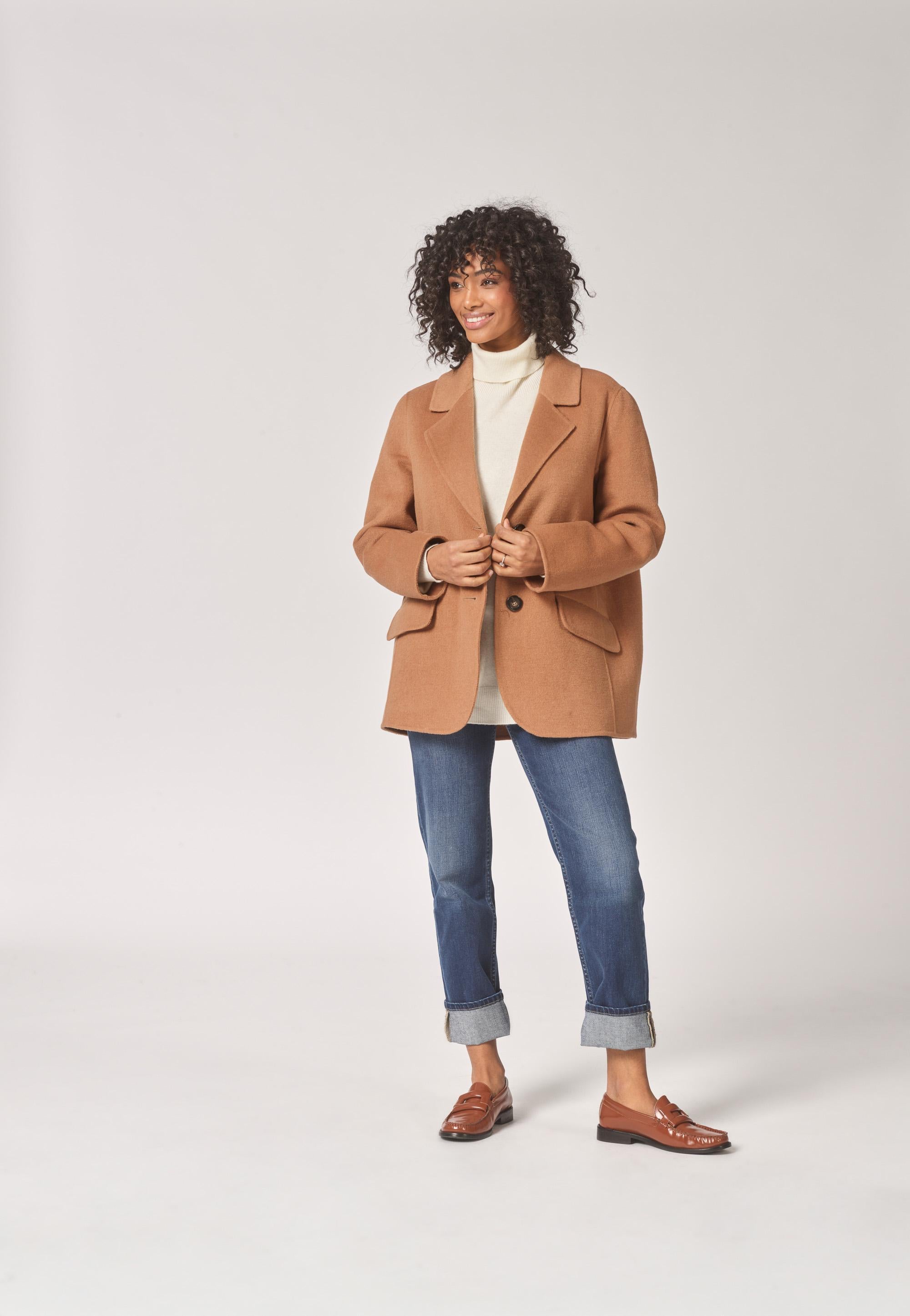 Klassieke mantel met rechte snit - Camel