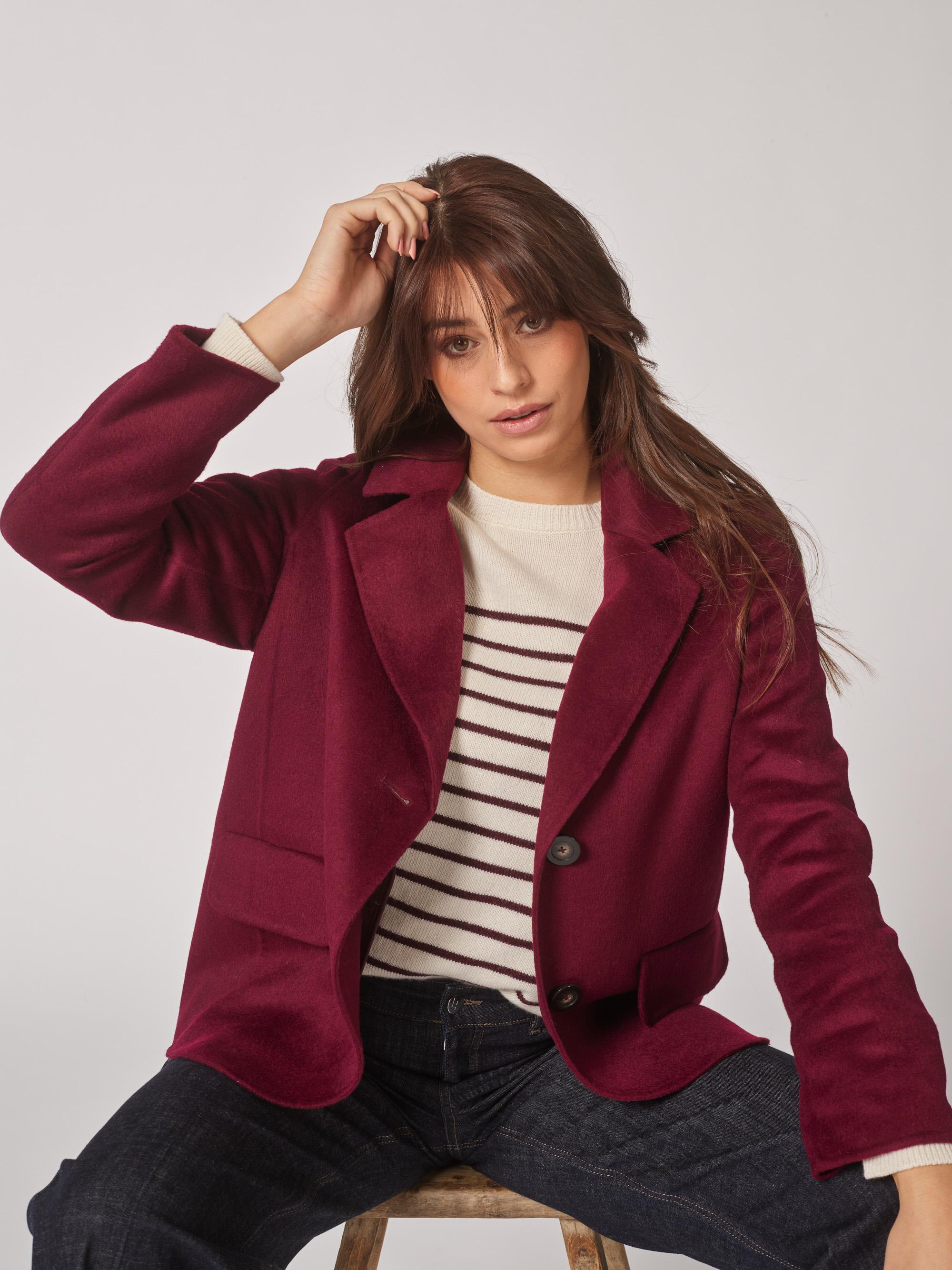 Klassieke mantel met rechte snit - Burgundy