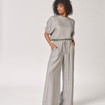 Blouse met elastische mouwdetail - Grey Sparkle