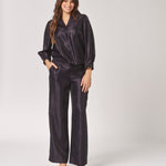 Satijnen blouse met mouwdetail - Navy