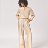 Satijnen blouse met mouwdetail - Gold