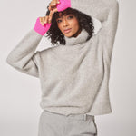 Rolkraag met kleur accent - Grey