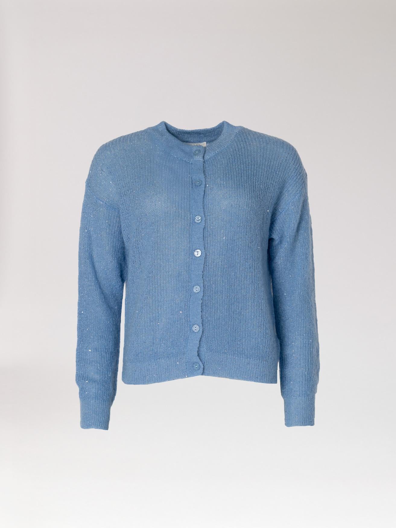 Gilet met subtiele glitter - Blue