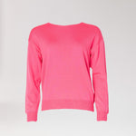 Fijne pull met ronde hals - Fuxia