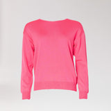 Fijne pull met ronde hals - Fuxia