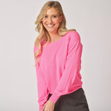 Fijne pull met ronde hals - Fuxia