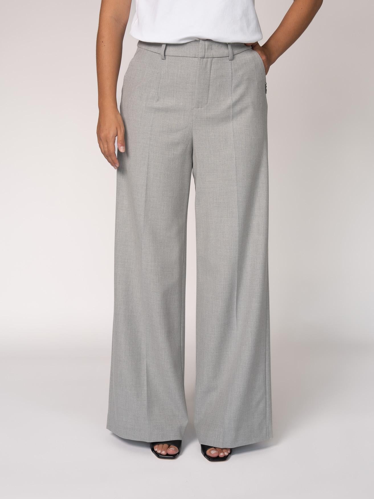 Wijde broek met hoge taille - Light Grey