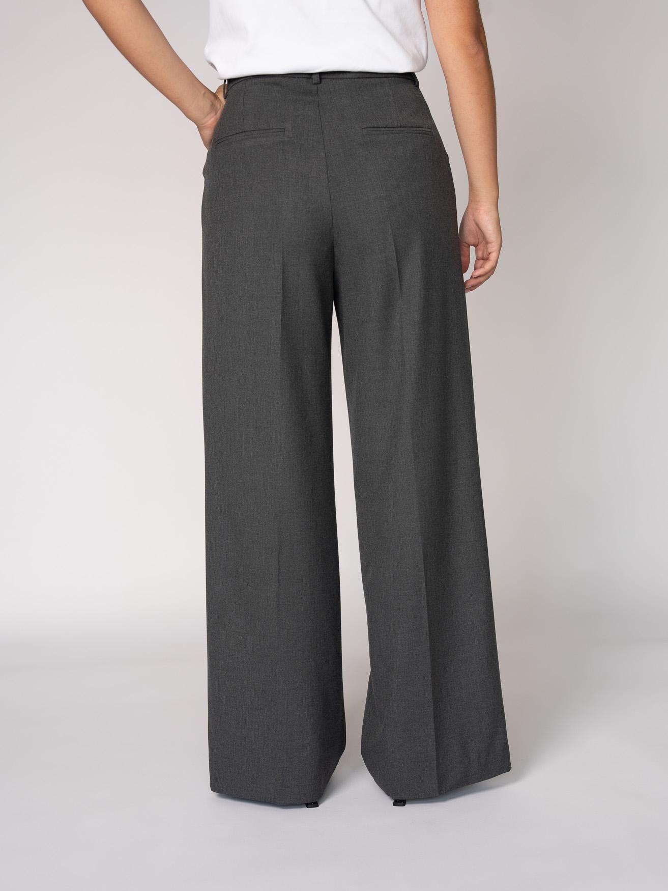 Wijde broek met hoge taille - Dark Grey