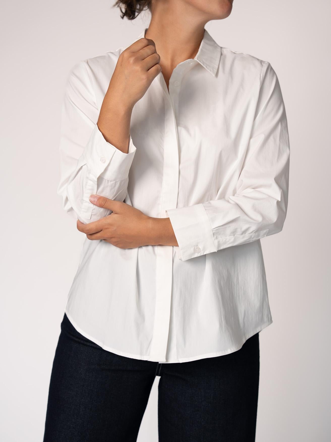 Katoenen blouse met knoopsluiting - White