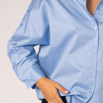 Oversized blouse met knoopdetail - Light blue