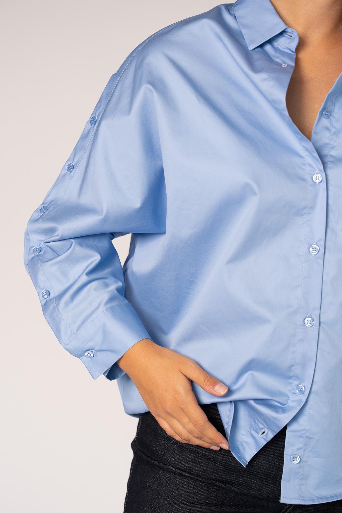 Oversized blouse met knoopdetail - Light blue