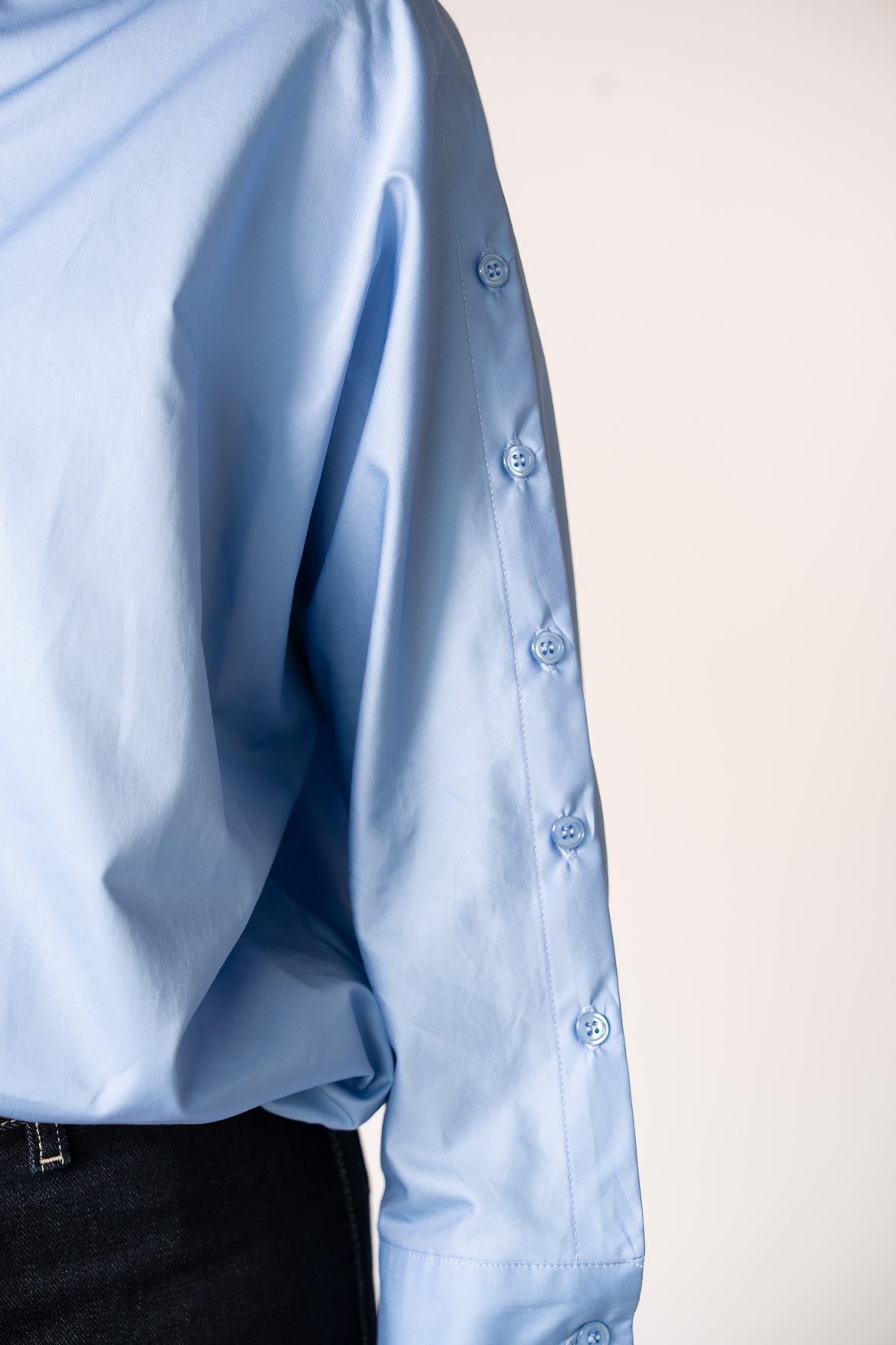 Oversized blouse met knoopdetail - Light blue