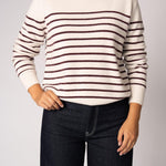 Pull met streepjesmotief - Ecru / Burgundy