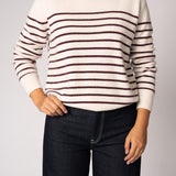 Pull met streepjesmotief - Ecru / Burgundy