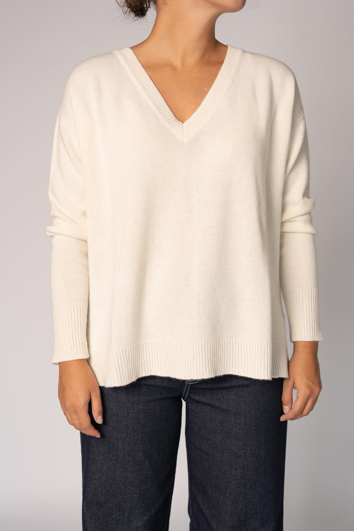 v-hals pull - Ecru