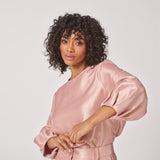 Blouse in satijn met mouw detail - Light Pink