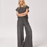 Wijde broek met rekker - Dark Grey