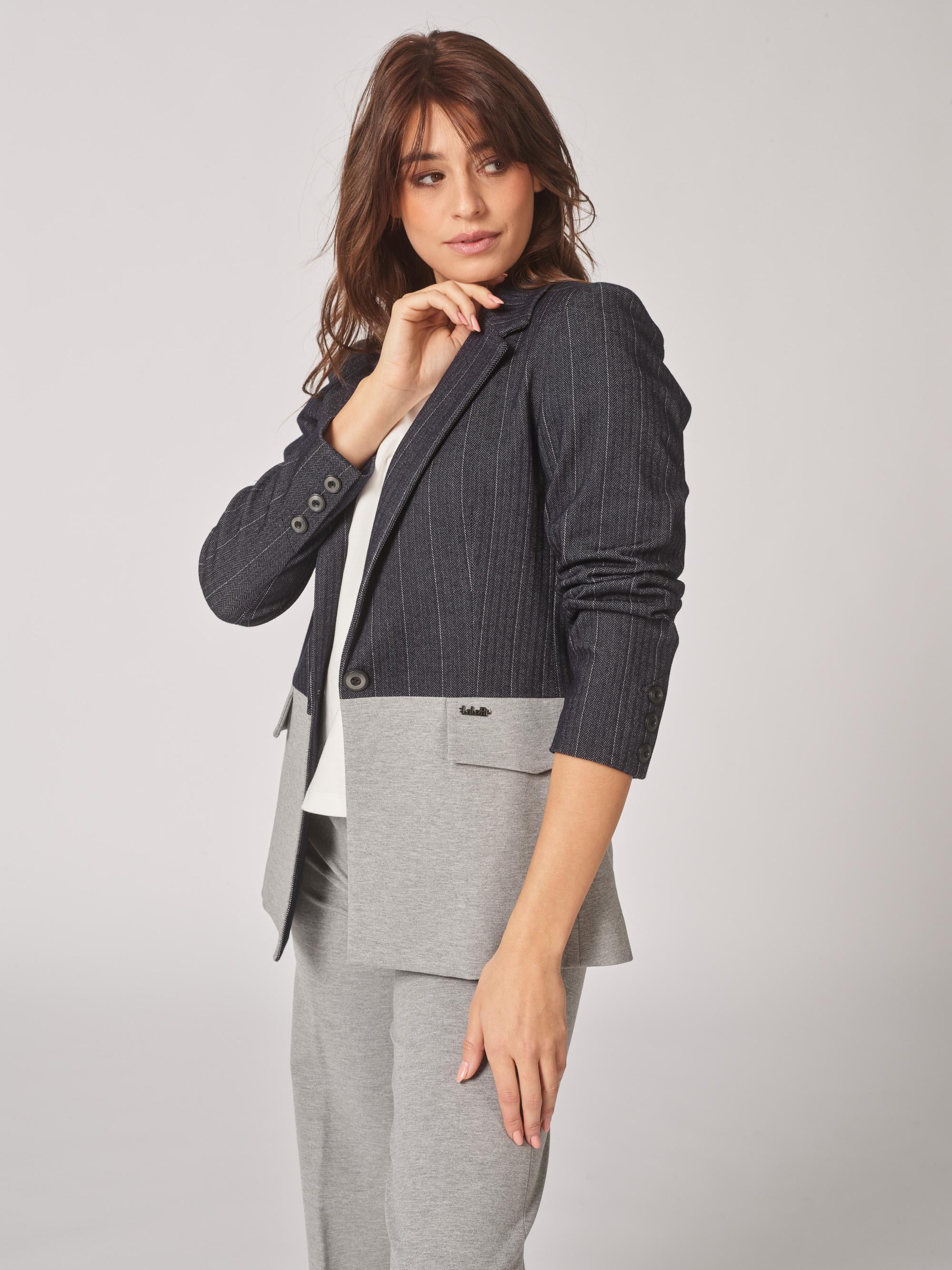 Tweekleurige blazer - Navy Grey