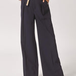 Wijde broek met bandplooi - Navy