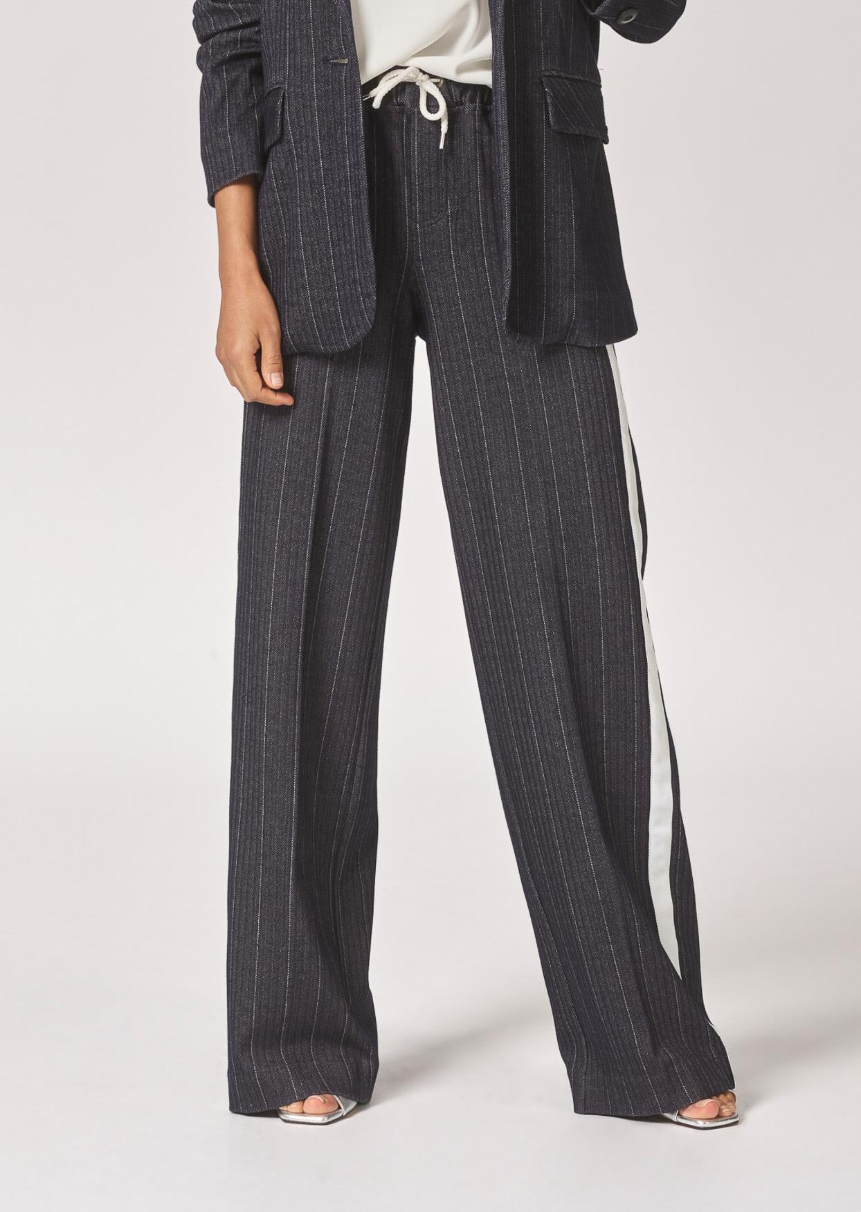 Comfy broek met brede pijpen - Navy Stripe