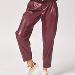 Lederen broek met rechte pijpen - Burgundy