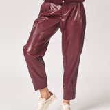 Lederen broek met rechte pijpen - Burgundy
