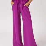 Wijde broek in crêpe - Violet