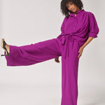 Wijde broek in crêpe - Violet
