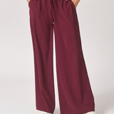 Wijde broek in crêpe - Burgundy