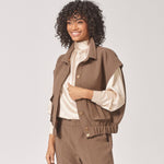 Mouwloze bomberjas met zakken - Dark Taupe