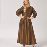 Blouse in satijn met mouw detail - Olive